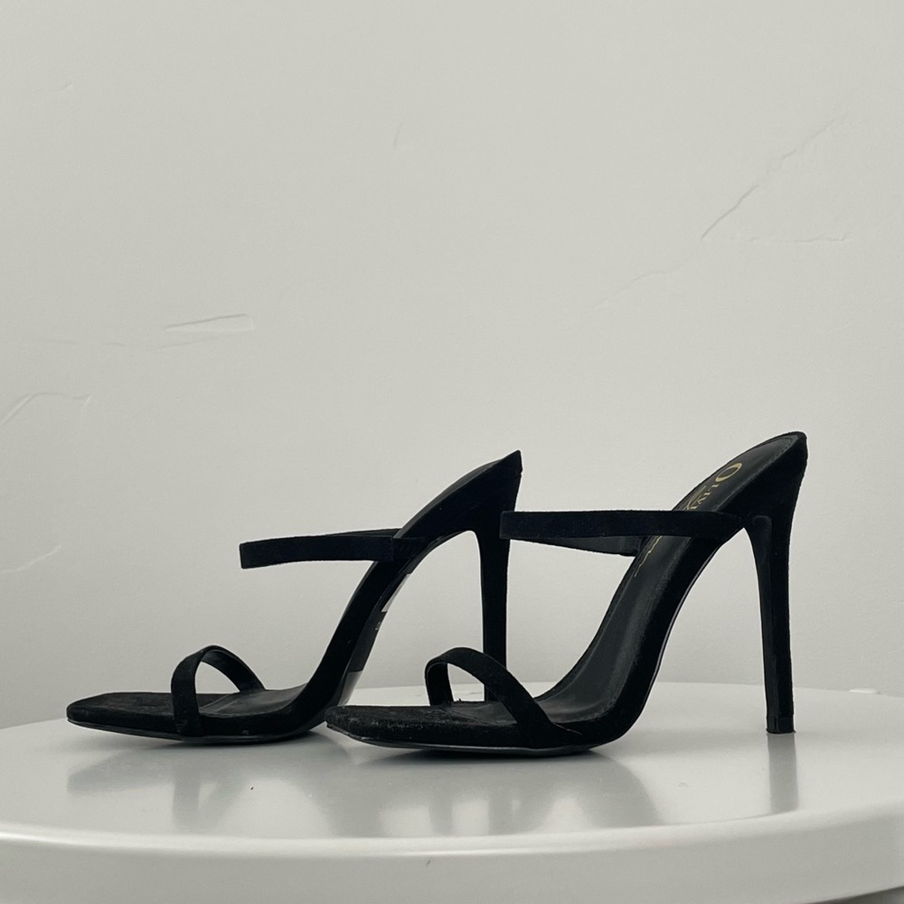 Faux Suede Open-toe Heels